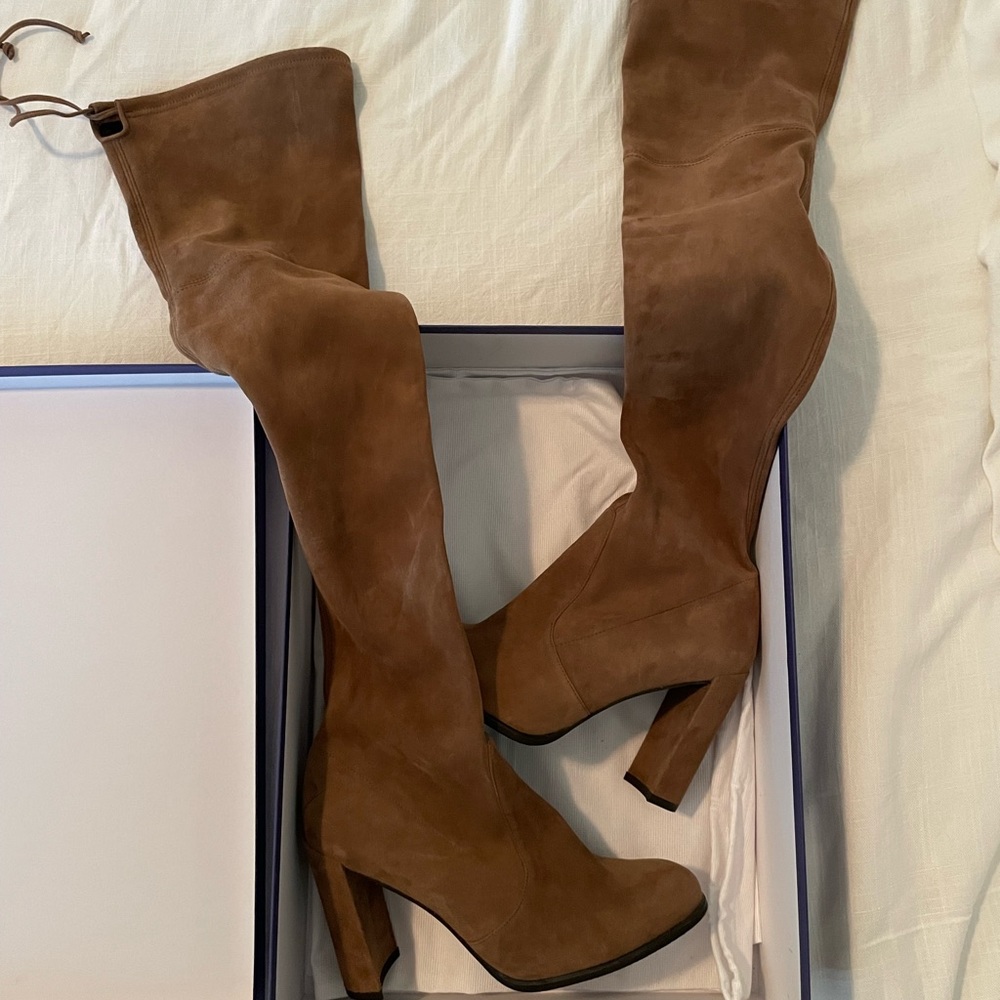 NEW Stuart Weitzman Hiline Nutmeg OTK Boots